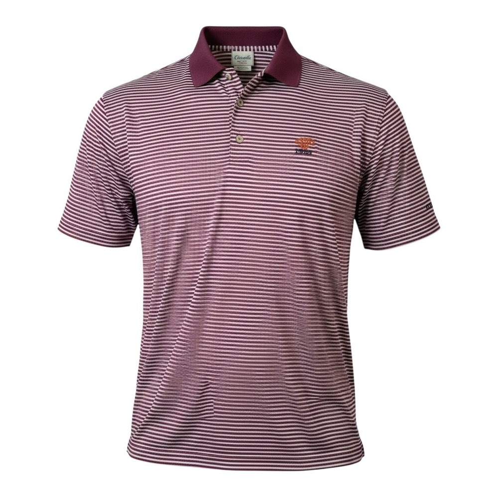 Fairway & Greene Mens Maroon White Striped Mercerized Cotton Golf Polo‎ Shirt M